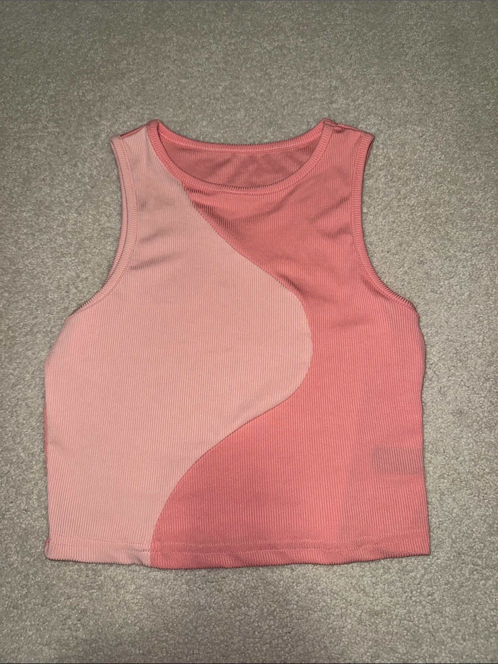 SHEIN Two-Tone Pink Ribbed Crop Tank